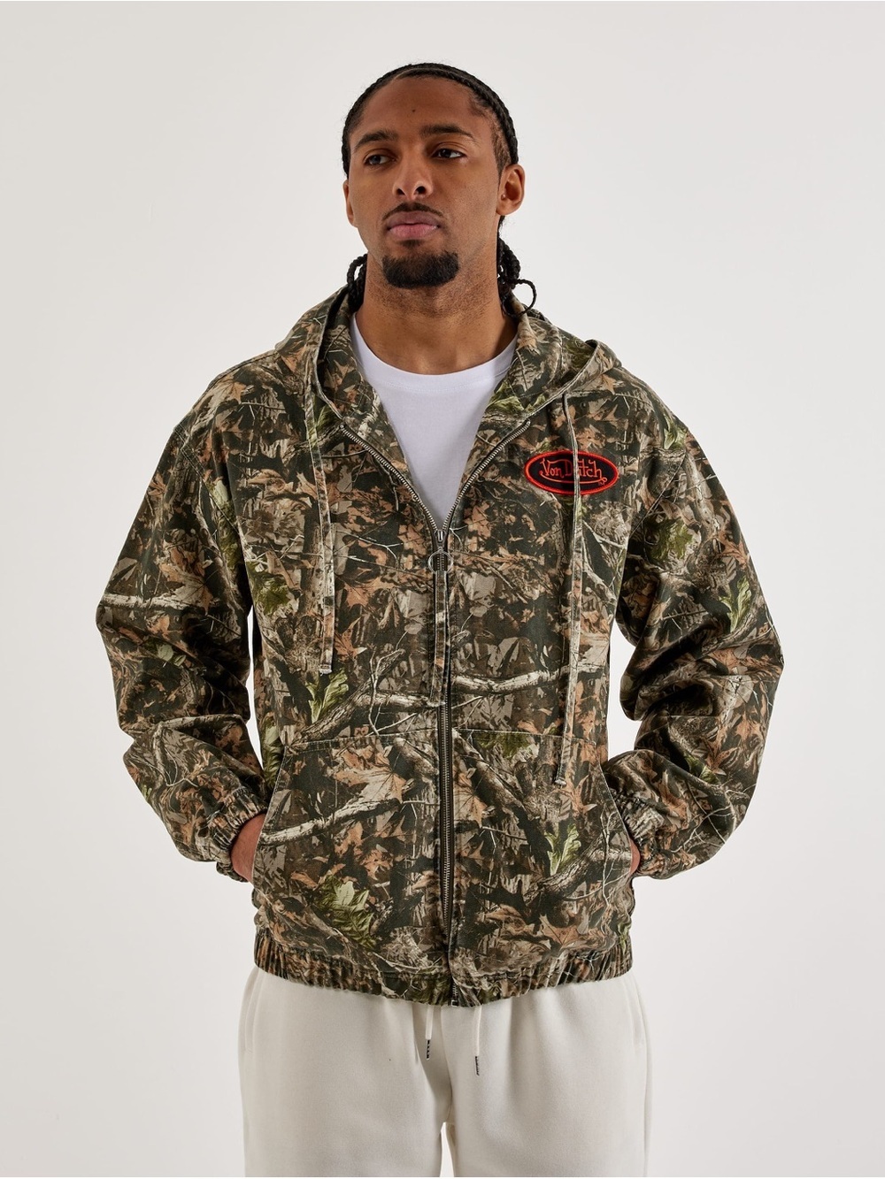 Von Dutch Camo Hooded Zip Jacket - Green Camo